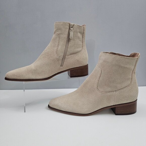NEW Cole Haan Naia Ankle Bootie Womens 11 Light Beige Suede Western Cowgirl - Picture 2 of 14
